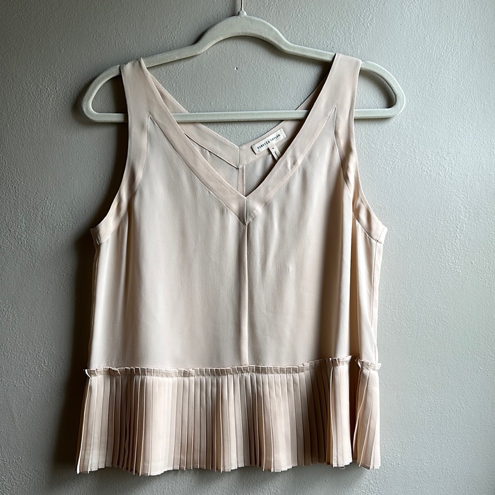 Rebecca Taylor 100% Silk Pleated Cami. Blush Pink